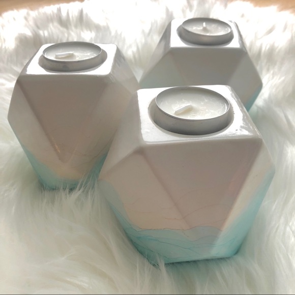 lustre•lux•designs Other - Set of 3 hand painted alcohol ink candleholders
